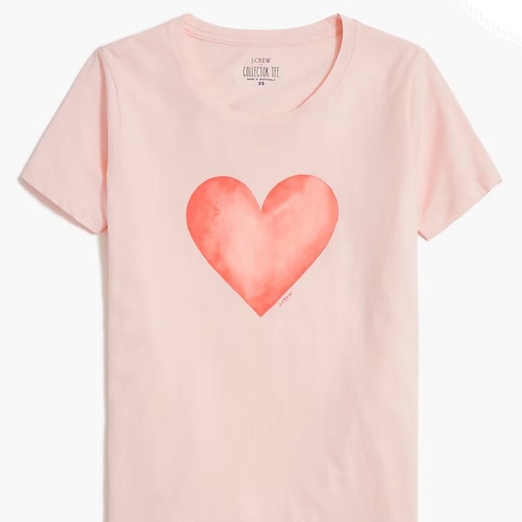 J. Crew Tops - J. Crew Collectors Tee Heart Graphic Watercolor pink XS
